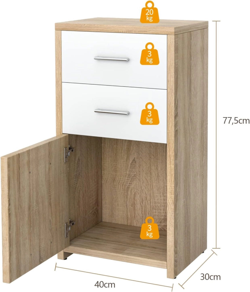 Armadio con 3 Cassetti, Mobiletto Multiuso in Stile Moderno, Ideale per Salone Camera da Letto Ufficio, 40 x 30 x 77,5 cm, Naturale