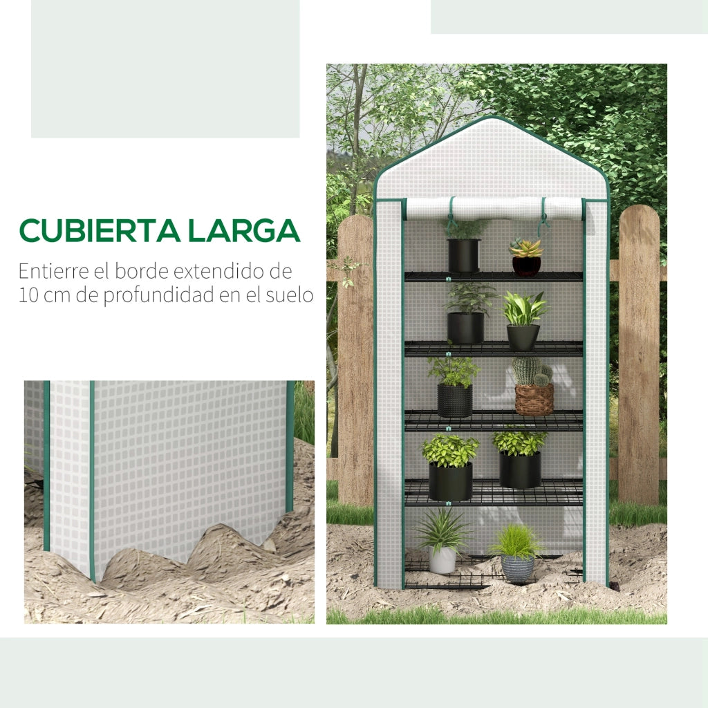 Serra Giardino a 5 Ripiani con Porta a Cerniera ¨C zephmum ¨C 90x49x193 cm Bianco