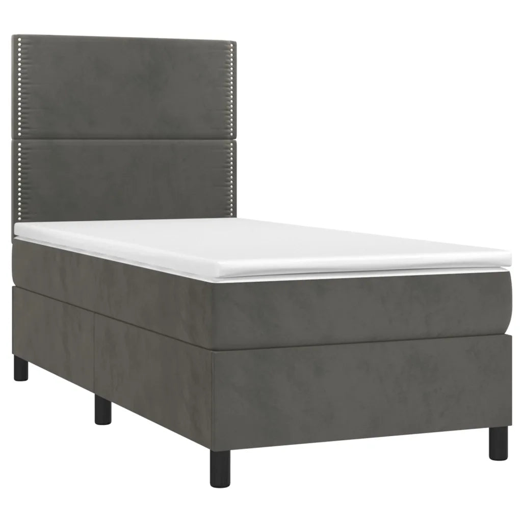 Letto a Molle con Materasso e LED-Struttura Letto con Materasso Grigio Scuro 100x200 cm 569810