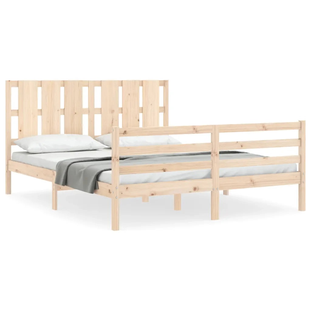 Giroletto con Testiera-Struttura Letto con testiera 160x200 cm in Legno Massello 880330
