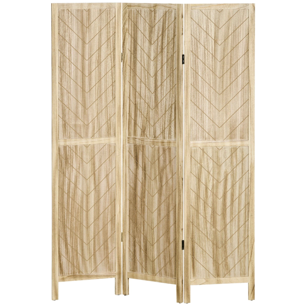 Paravento a 3 Ante in Legno a Spina di Pesce ¨C zephmum ¨C 120x170 cm Legno