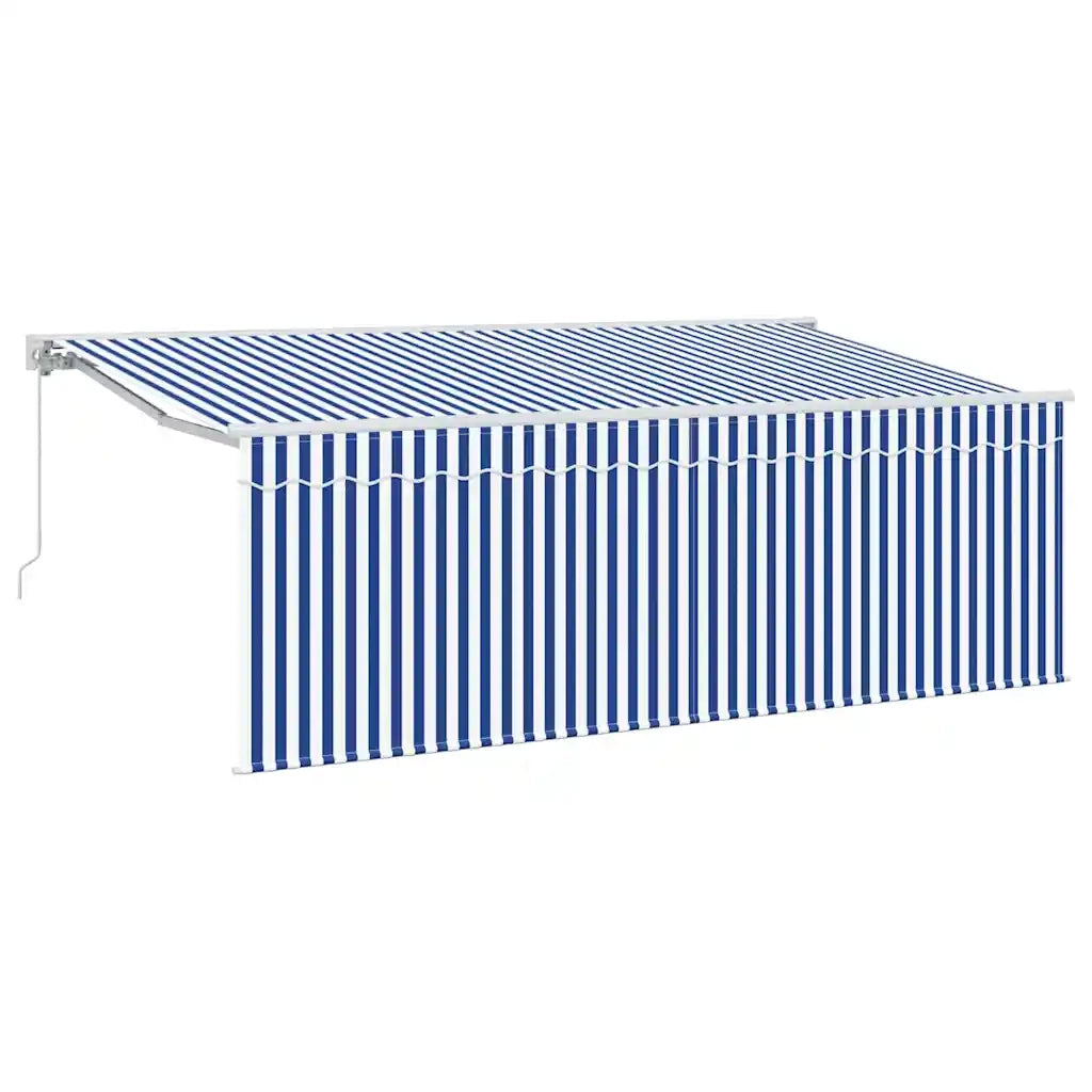 vidaXL Tenda Retrattile Rigato Blu e bianco 400 x 200 cm Tessuto