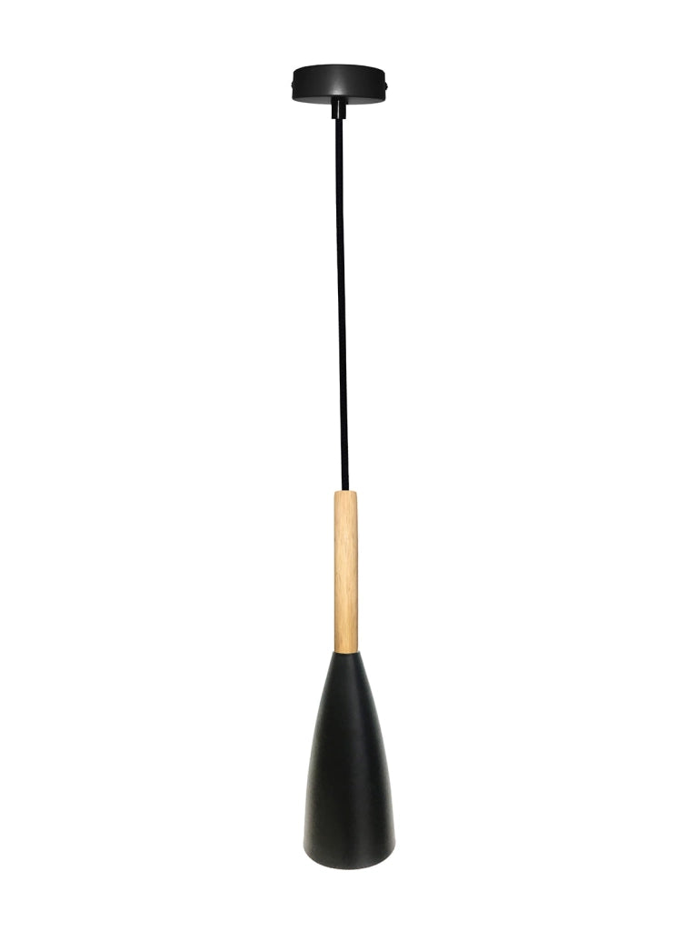 Lampada a sospensione Candellux Trosa 1xE27 nero/legno
