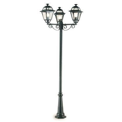 Lampada Palo Alto Tre Luci per Giardino Colore Grigio per Esterno Linea Elegance Livos