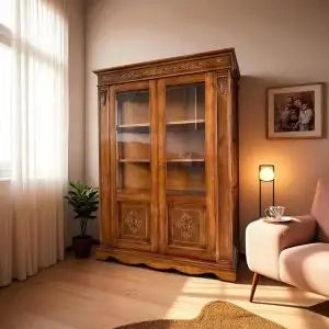 Vetrinetta Alberta in legno 2 ante intarsiate noce Bassano