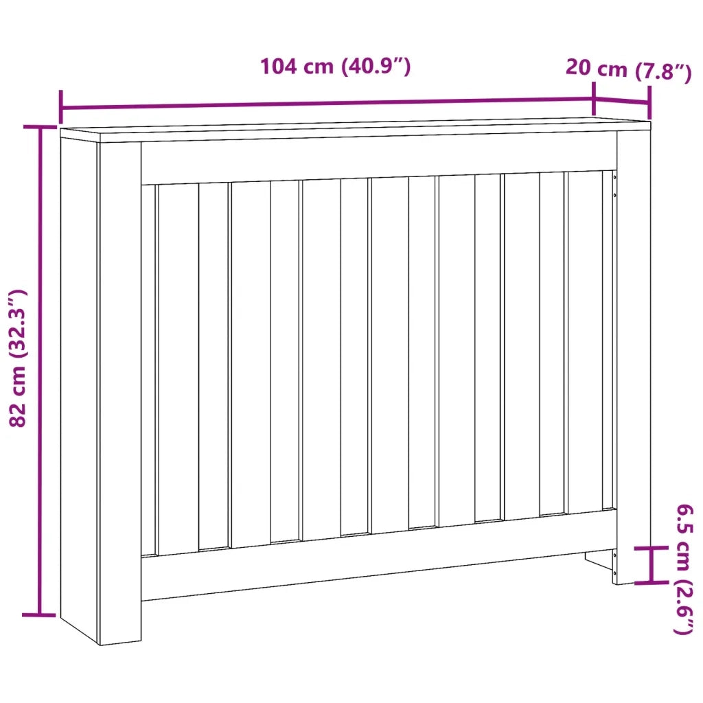 vidaXL Copertura Termosifone Grigio Sonoma 104x20x82 Legno Multistrato