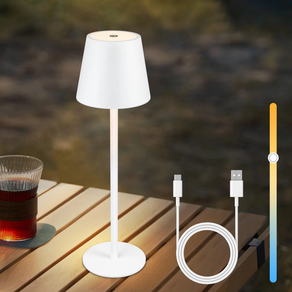 ZMH Lampada da tavolo LED wireless bianca batteria 2600mAh touch ricaricabile USB per esterno camera letto