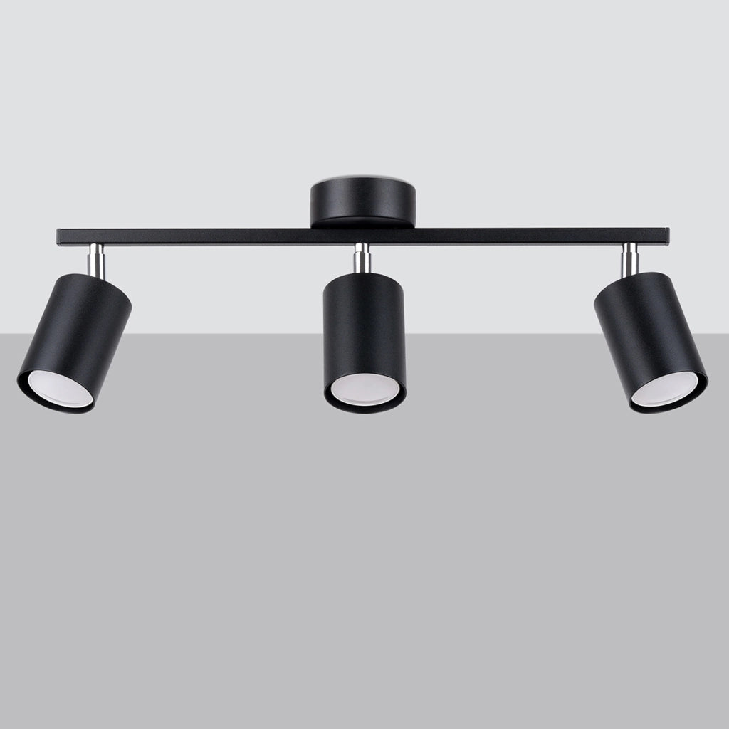 Plafoniera Pure Lume Fjello 3xGU10 orientabile nero/cromo