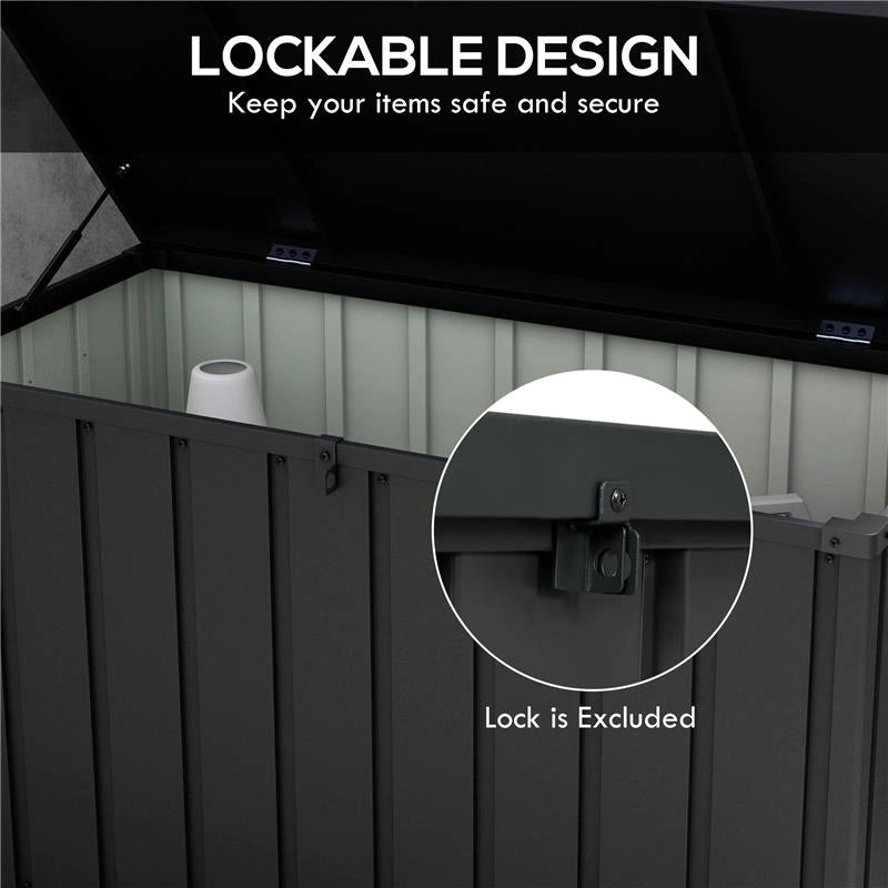 PANCA CONTENITORE DA 450L CON 2 ROTELLE E MANIGLIE IN ACCIAIO E PP 125.5X61.5X70 CM GRIGIO SCURO