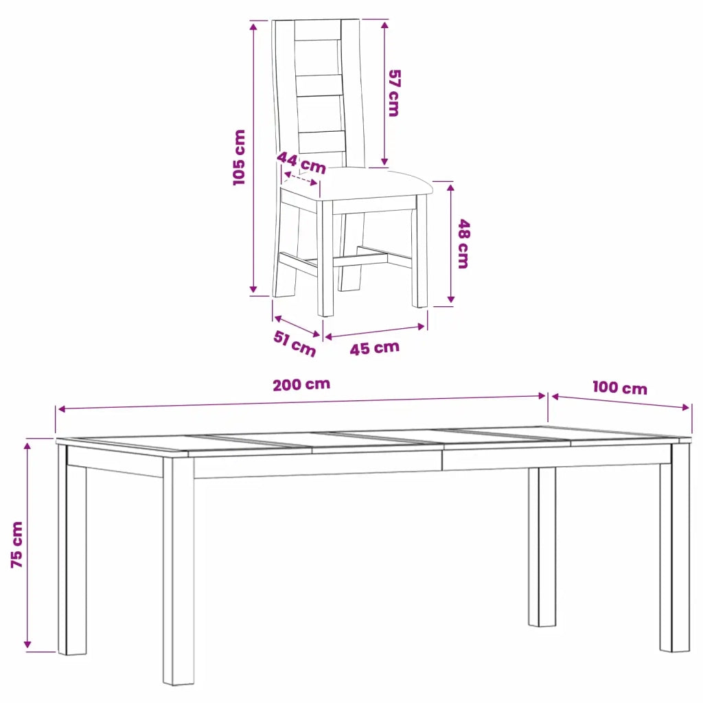 Set da pranzo 9 pz Nero Legno di Quercia Massello 3430415