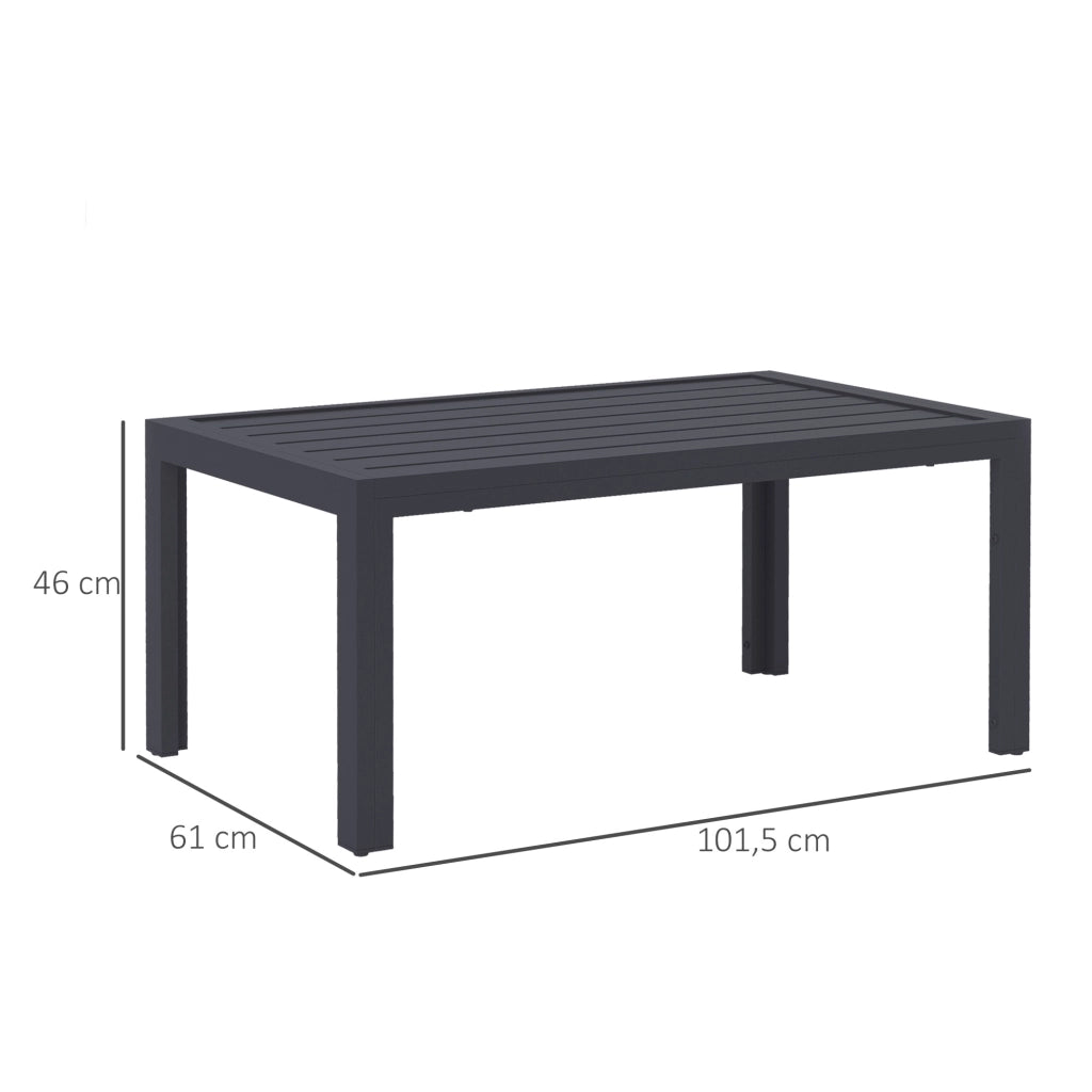 Tavolino da giardino rettangolare ¨C zephmum ¨C 101.5x61x46 cm, grigio, acciaio, legno