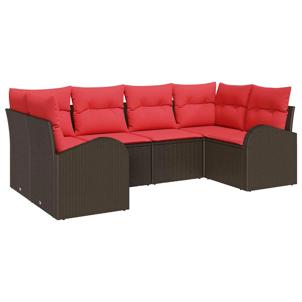 Set Divano da Giardino 6 pcs Marrone Rattan in Polipropilene 3346184