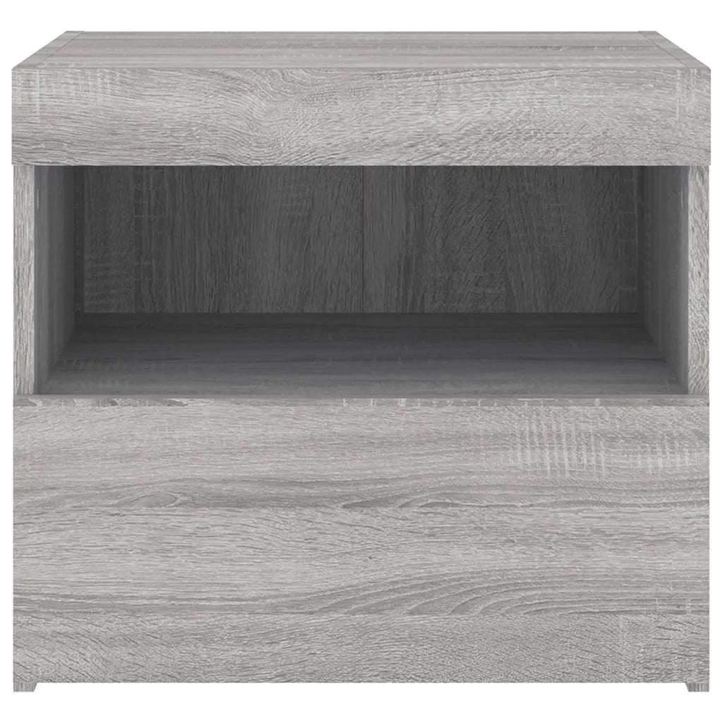 Comodino con Luci LED-Tavolino da notte Grigio Sonoma 50x40x45 cm
