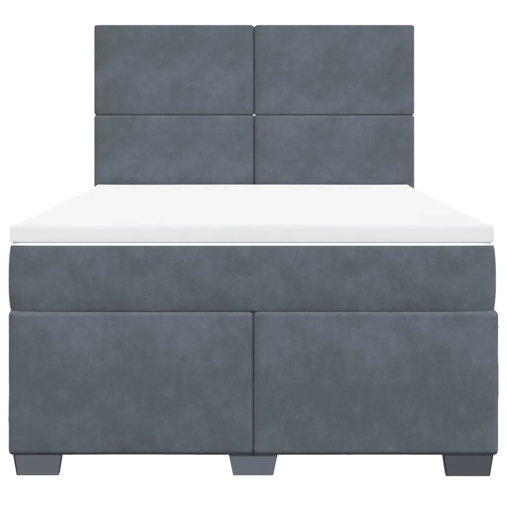 Giroletto a Molle con Materasso Grigio Scuro 140x200 cm Velluto