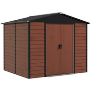 Capanno da giardino 4;4 m2; capanno da giardino con tetto monopendio; porta scorrevole; fondazione; 240 x 206 x 198 cm; capanno degli attrezzi in acciaio zincato; impermeabile; per giardino; teak