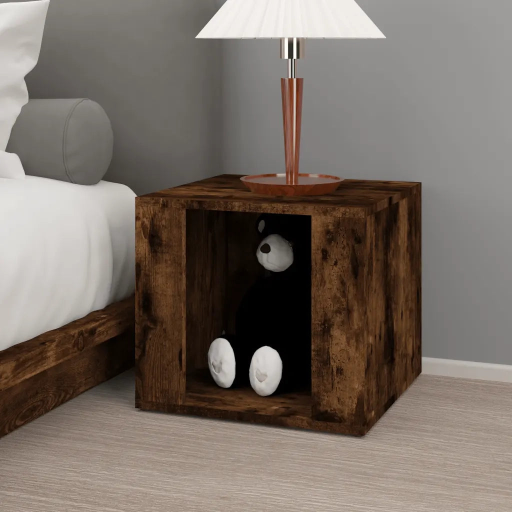 Comodino-Tavolino da notte Rovere Fumo 41x40x36 cm in Legno Multistrato