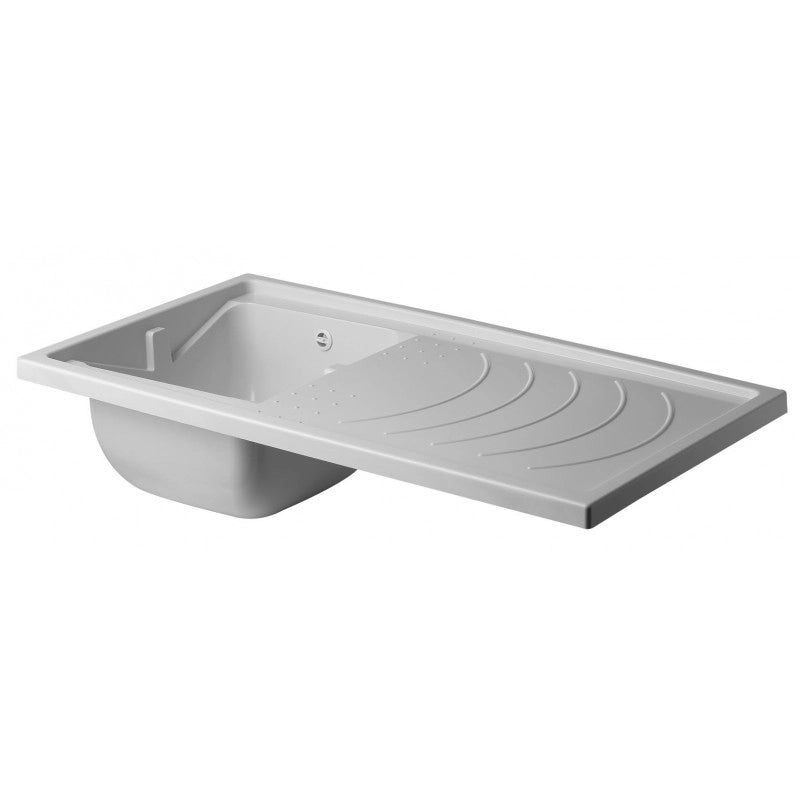 Negrari Coprilavatrice con Lavatoio in Resina, Reversibile, Vasca resistente agli acidi di uso comune, Resistente all'umidità, Kit di scarico incluso, Interno e Esterno, Bianco