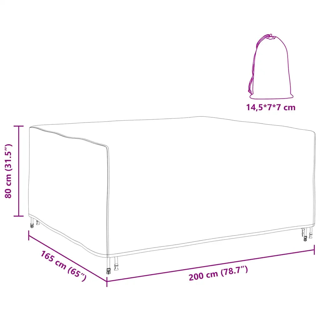 vidaXL Copertura per mobili da esterno Nero 200 x 165 x 80 cm 600D