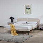 Letto Matrimoniale Porvoo 160x200 cm Testiera Imbottita Rivestimento in Velluto - Beige [en.casa]
