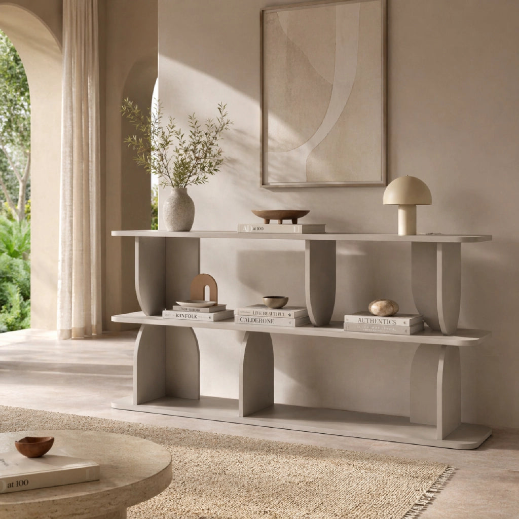 Libreria Moderna Per Soggiorno Con 4 Vani A Giorno E 3 Ripiani Design Minimal Mobile Per Corridoio Studio Ufficio Stile Contemporaneo In Melaminico 160 X 74 X 34 Cm Cashmere