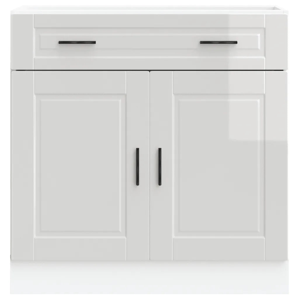 Mobile da cucina dal design moderno con ampio spazio contenitivo 80 x 46 x 81,5 cm realizzato in legno composito bianco lucido 02_0050284