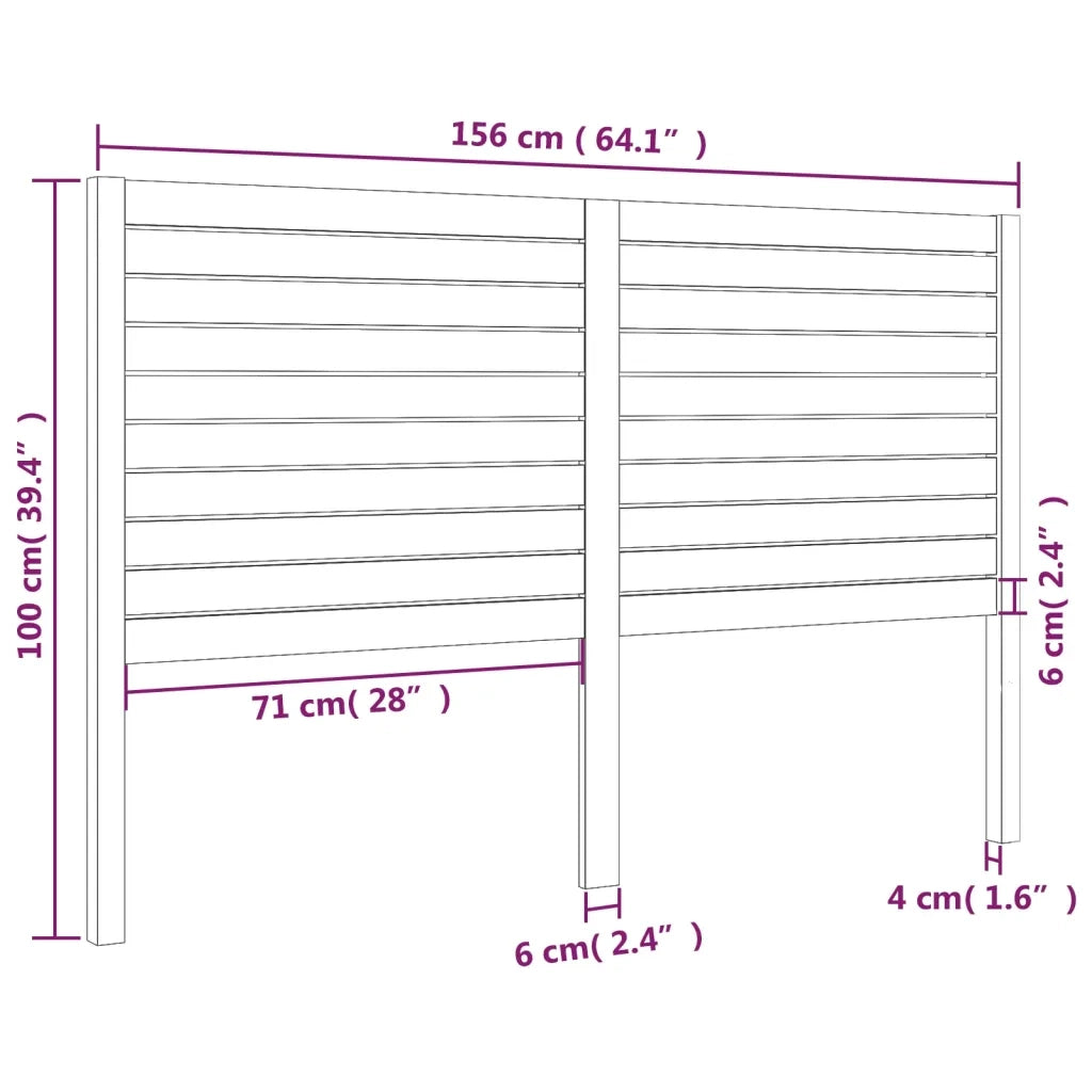 Testiera per Letto Nera 156x4x100 cm in Legno Massello di Pino 819029