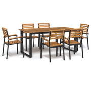 Set Pranzo da Giardino 7 pz Legno Massello di Acacia e Metallo