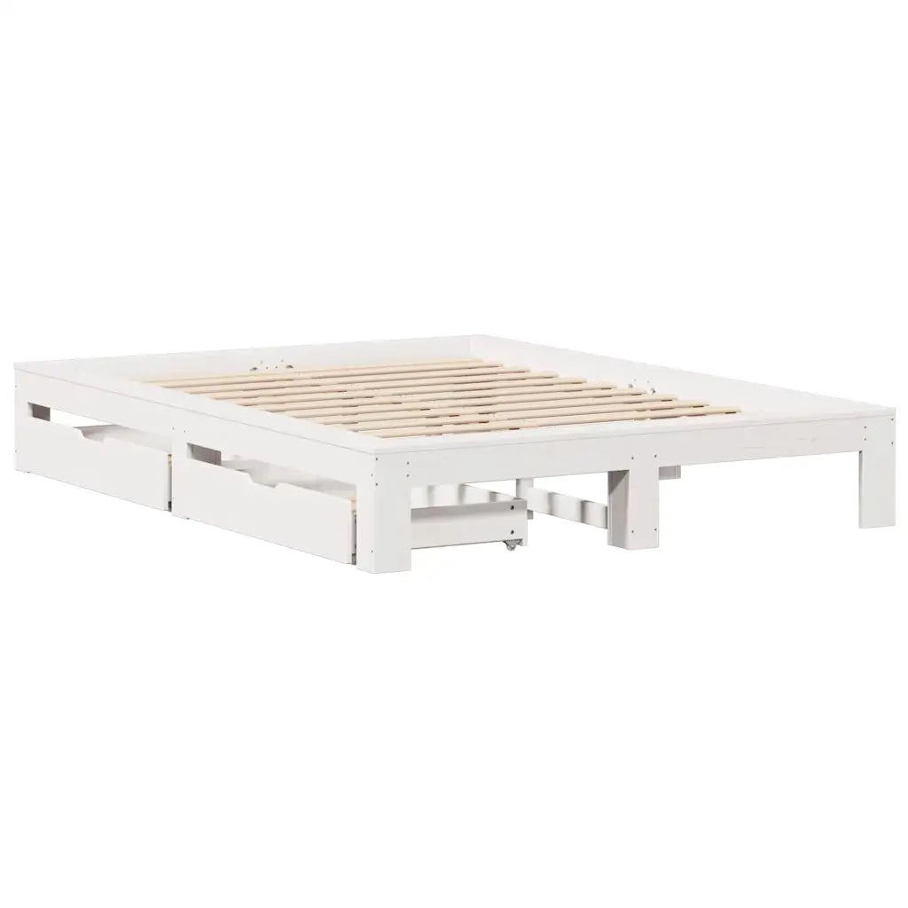 Letto senza Materasso Bianco 140x200 cm Legno Massello di Pino