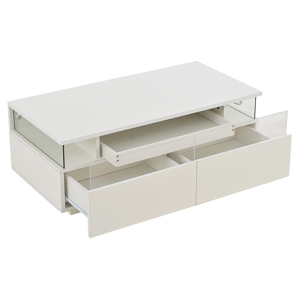 Tavolino moderno - Xylo - 90x45cm vetro temperato LED bianco