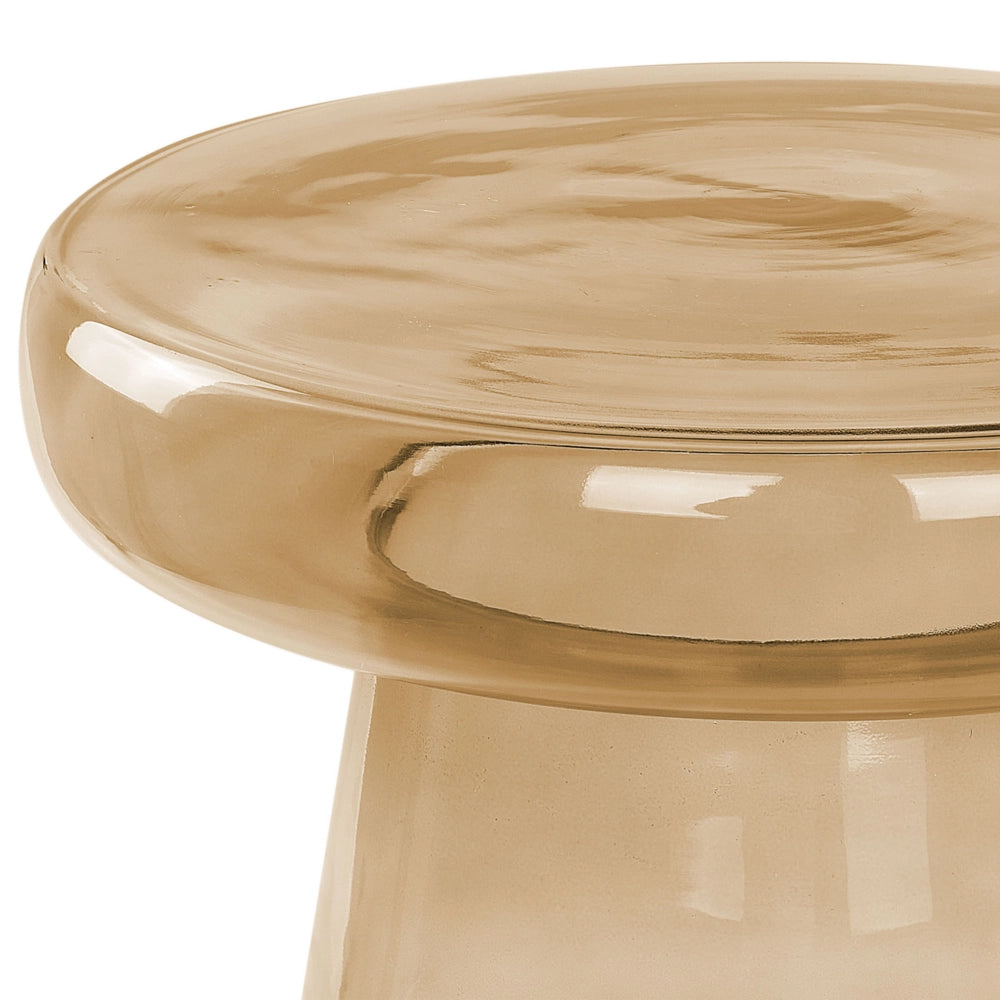 Set di 2 Tavoli da caffè in vetro trasparente marrone dorato moderno di forma ovale design moderno contemporaneo