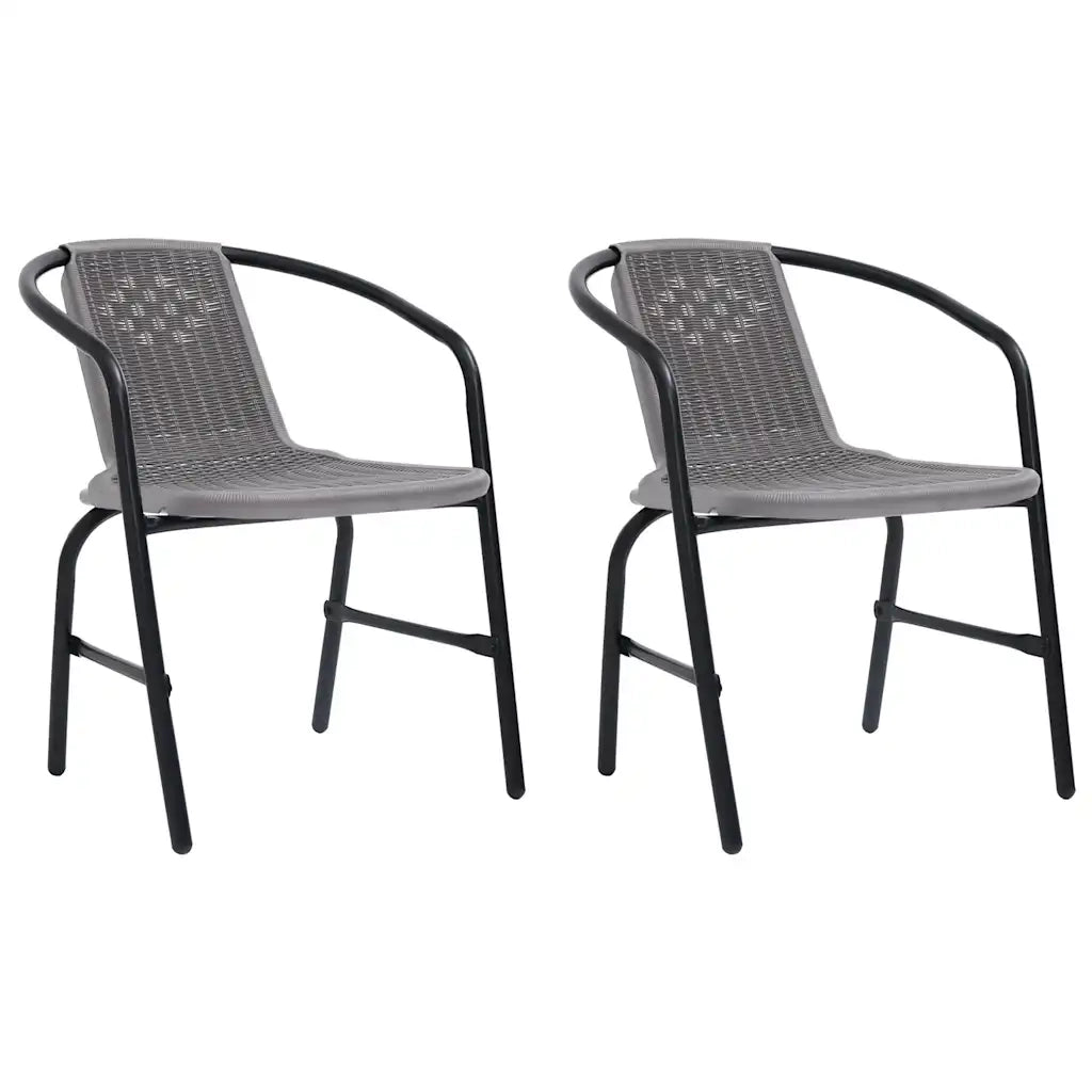 Sedie da Giardino 2 pz Nere Plastica Stile Rattan Acciaio 110kg cod mxl 15526