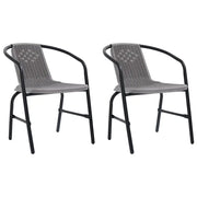 Sedie da Giardino 2 pz Nere Plastica Stile Rattan Acciaio 110kg cod mxl 15526