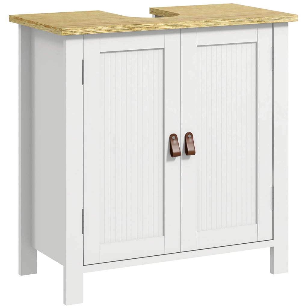 Mobile sottolavabo bagno con 2 ante e ripiano regolabile, 60x30x60 cm, bianco