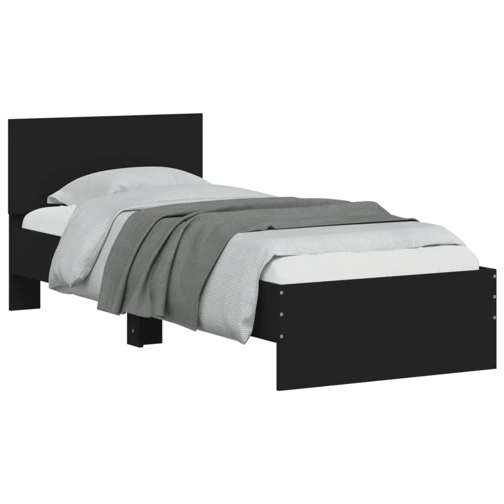Giroletto con Testiera e LED-Struttura Letto con testiera Nero 75x190 cm 918681