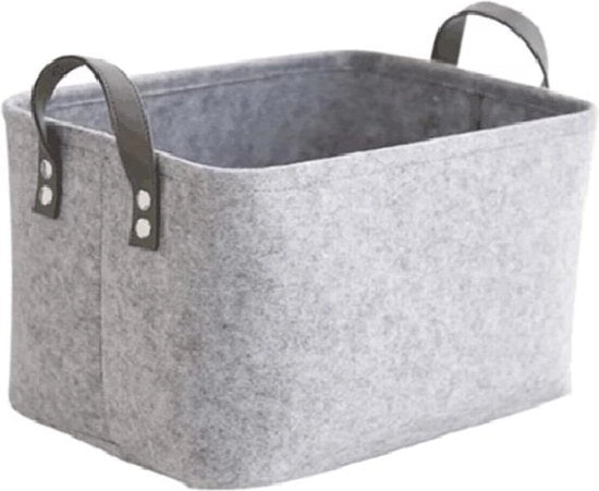 Cassa di stoccaggio pieghevole grigia rettangolare per capi e asciugamani grandi 38 x 28 x 24 cm con maniglie morbide
