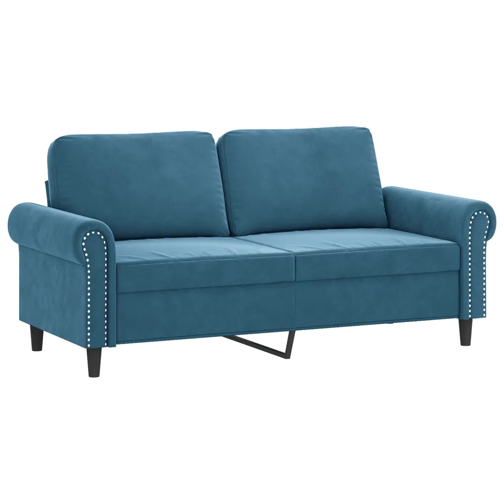 Set di Divani 3 pz con Cuscini Blu in Velluto