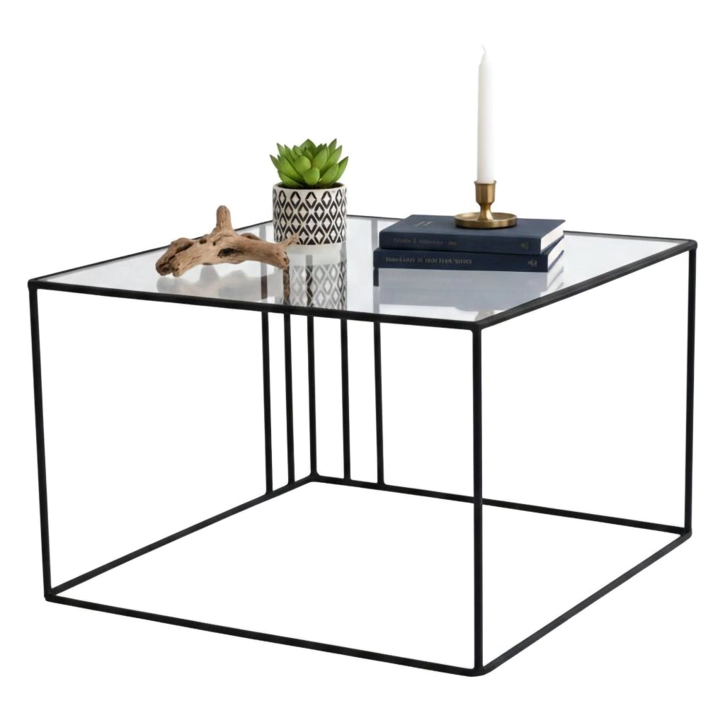 Giacinta, Tavolino da Salotto Forma Quadrata, 55x55x36h cm Nero