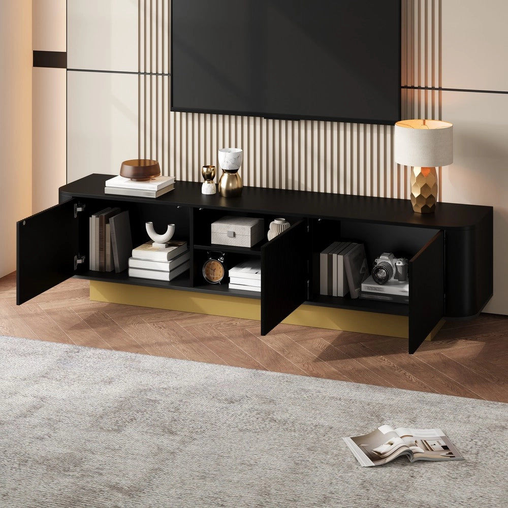 Mobile TV 170 cm con Vano Contenitore ¨C Xylo ¨C Bianco, Design Arrotondato, Gestione Cavi