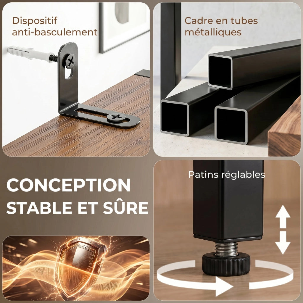 Scrivania con cassetti e scaffale ¨C Minimal ¨C Marrone 100x45x185