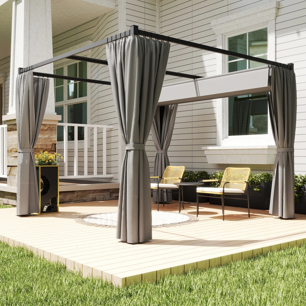 Pergola 3x3 m con tetto scorrevole ¨C zephmum ¨C Grigio chiaro