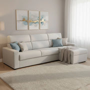 Celleno, Divano Letto con Penisola Sfoderabile Made in Italy, 280x160 cm Grigio Chiaro