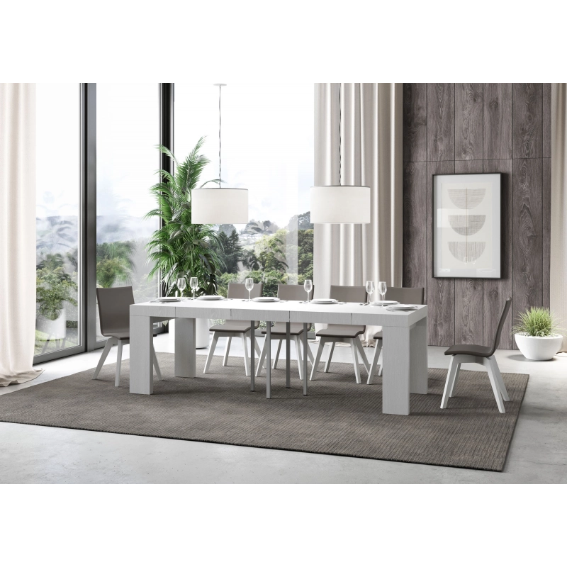 Tavolo allungabile 90x90/246 cm Roxell Premium - Bianco Frassino