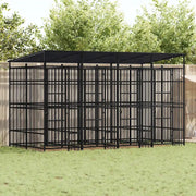 Gabbia per Cani da Esterno con Tetto in Acciaio 7,37 m² 3097949