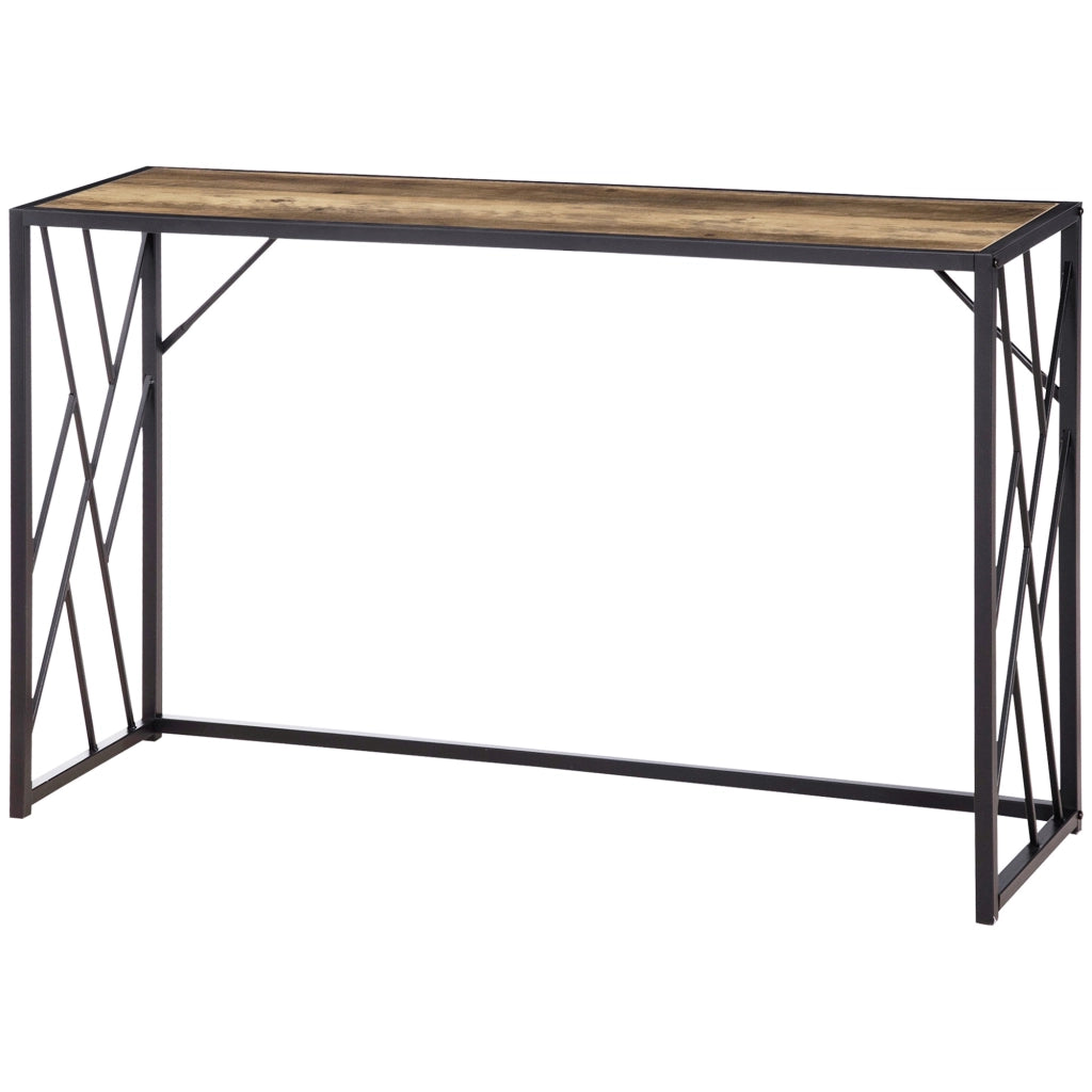 Tavolo Consolle in Stile Industriale Vintage ¨C zephmum ¨C Acciaio e Legno Marrone 120x35x75cm