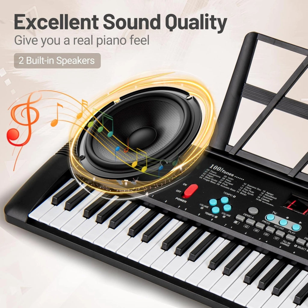Pianoforte Digitale 61 Tasti Pieghevole, Tastiera Elettronica con Microfono e Leggio, Pianola Portatile con Borsa per il Trasporto per Principianti (Nero)