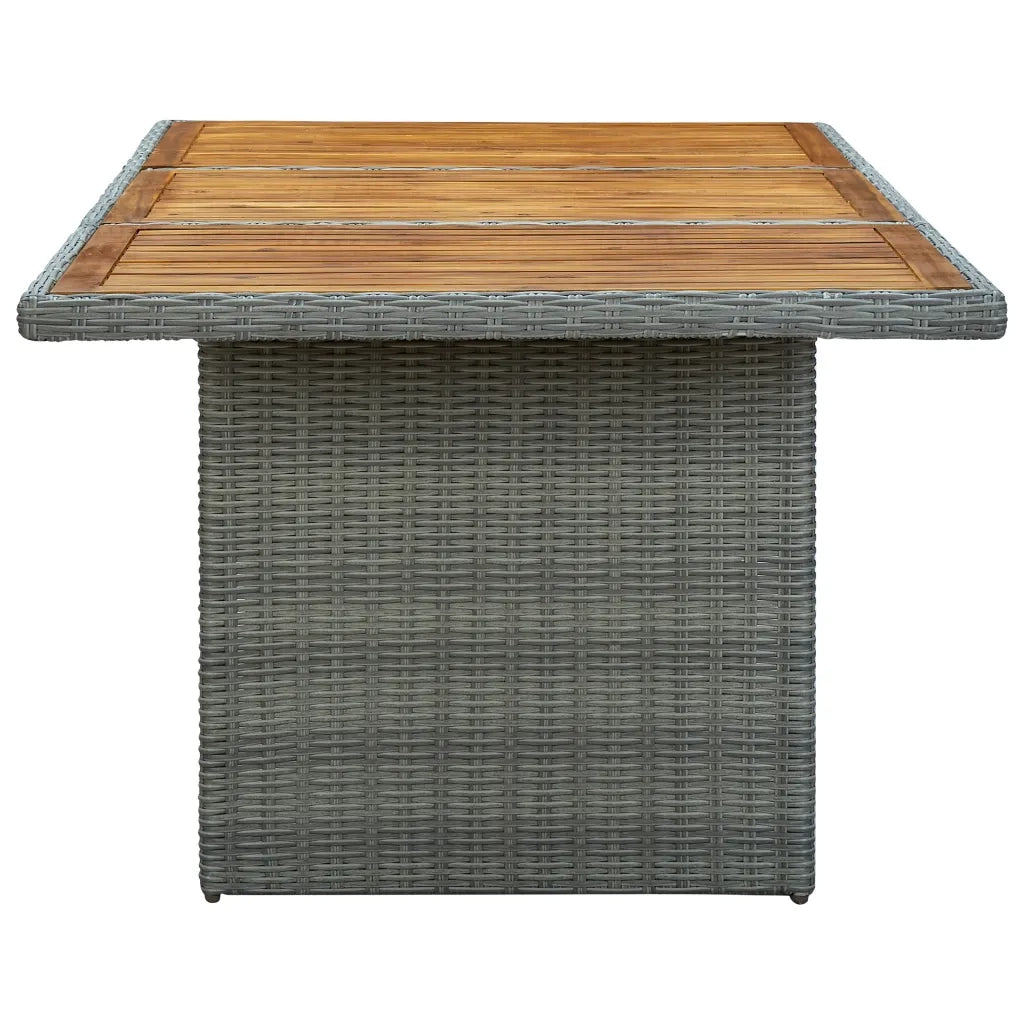 Tavolo da Giardino Grigio Chiaro in Polyrattan e Legno Acacia 313312