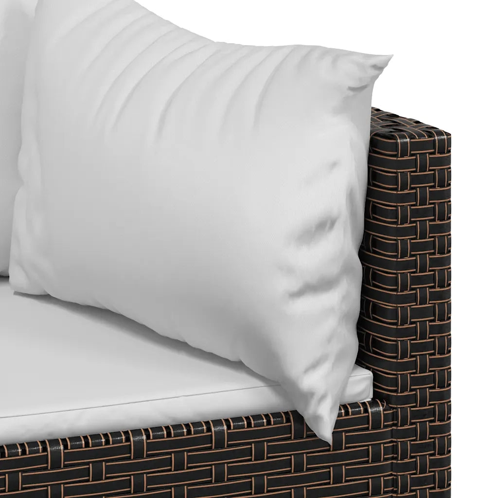 Divani Angolari da Giardino con Cuscini 2pz-Sofa da giardino Polyrattan Marrone