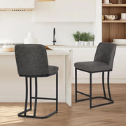 Set di 2 sedie da cucina - sedie da colazione - pelle PU - sedile da cucina con schienale - sedile con sostegno per gambe - per davanti al bancone - telaio metallico stabile in acciaio - grigio