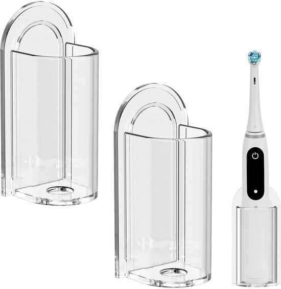 Oggetto di supporto per spazzola da denti elettrica - Autoadesivo - Translucido - Acrilico - Compatibile con Oral-B e Philips Sonicare - Adatto per adulti