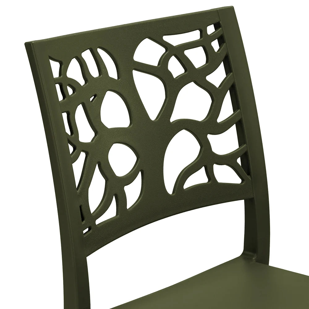 Set 2 sedie in polipropilene TETI, impilabile, resistente ai raggi UV, design moderno, ideale per sala da pranzo, cucina, sala d’attesa, bar, ristoranti o giardino, colore Verde Oliva